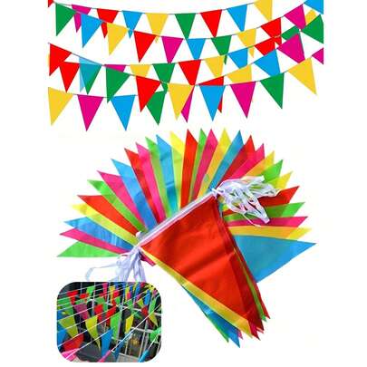 彩虹旗彩色布艺装饰丝带，适用于开幕式、生日派对、庆典、教室、户外花园、节日商店装饰