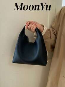 Women's Crescent Handbag, Fashionable Minimalist Business Elegant Black Shoulder/Crossbody Bag - Black - View 3