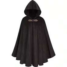 一件中世纪维京风格长款连帽斗篷，深色系连帽超长斗篷，适合所有季节 - 彩色 - 查看 1