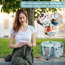 Knitting Bag Large Crochet Bag, Huge Knitting Bags And Totes Organizer Yarn Storage Organizer For Unfinished Project, Knitting Needles, Crochet Hooks, Skeins Yarn -Ideal Knitting & Crochet Gift - Yarn Storage - View 10