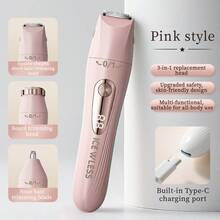 3-In-1 Women's Electric Body Hair Trimmer - USB Rechargeable Bikini Underarm Shaver With Smart LCD Battery Indicator - Multicolor - View 10
