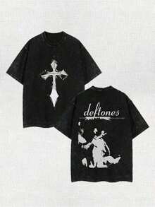 Band T Shirts Men, Retro Alice In Chains Fly Jar Double-Sided Washed, 230g Cotton Crew Neck Short Sleeve T-Shirt, 90s Record Style, Grunge, Big And Tall, Free Shipping - màu đen - Xem 8