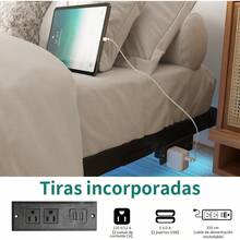 Base Cama Individual Flotante,Base de Cama LED con estación de Carga,con láminas de Acero de Alta Resistencia,sin somier,fácil de ensamblar (Individual) - Matrimonial - Ver 7