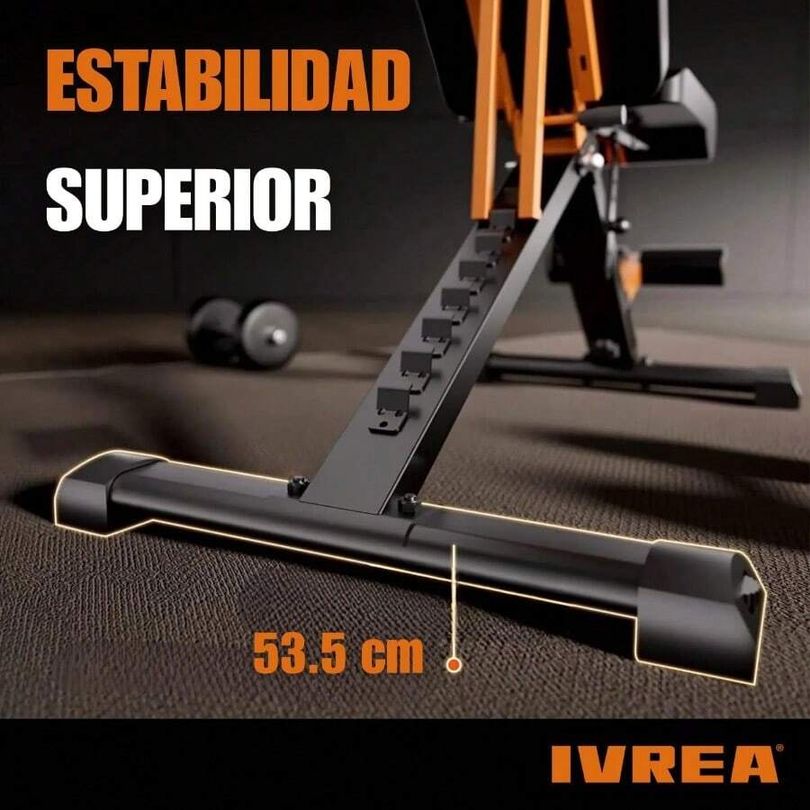 Banco de Pesas Ajustable y Plegable de Alta Resistencia – Banco Multifuncional Ajustable con Base Extra Ancha, Capacidad de 400 kg - Negro/Naranja - por defecto - Ver 1