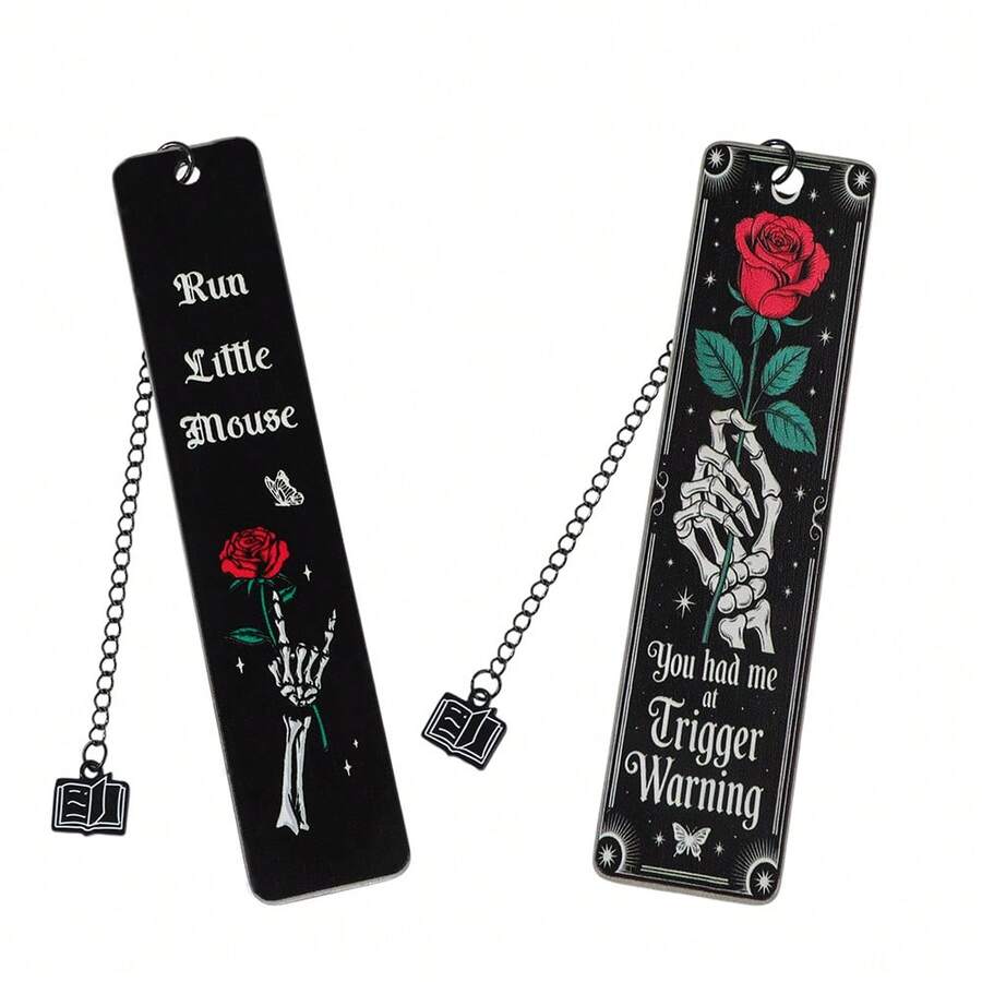 Quà tặng đánh dấu trang phong cách lãng mạn đen tối, đánh dấu trang kiểu Gothic, đánh dấu trang lãng mạn với thiết kế đầu lâu và hoa, món quà hoàn hảo cho phụ nữ, các cô gái, độc giả yêu thích thể loại lãng mạn đen tối, người yêu sách, học sinh và giáo viên.