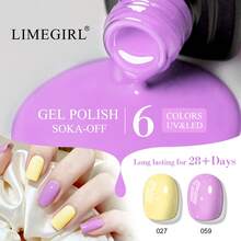 Limegirl 6色凝膠指甲油套組，快乾持久，柔和春季色調：紫羅蘭、櫻花粉、嬰兒藍、夢幻小鎮系列，馬卡龍亮麗溫柔指甲油套組，適合女性送禮 - 查看 6