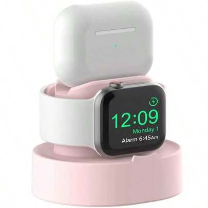 1pc Minimalist Classic Silicone Base 3-In-1 Stand Compatible With Apple Watch Charger Holder For Apple Watch 38/40/41/42/44/45/49mm, Suitable For Apple Watch Ultra/SE/8/7/6/5/4/3/2/1, For Women And Men