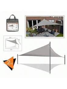 ARISE-Rectangular Shade Sail Awning – Triangular Waterproof And Breathable, Gray + Bag 2x2x2m - GRIS - Xem 2