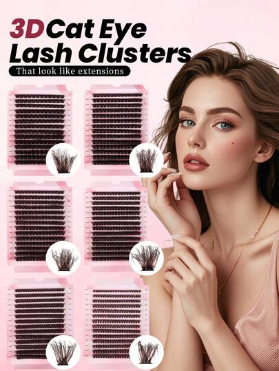 DAIFIYAN 280/238/210/196/168 pièces Faux-cils individuels D-Curl marron, livre de cils haute densité pour débutants, doux et moelleux, look naturel, faux-cils segmentés faciles DIY, longue durée et volume, livre de cils portable pour maquillage de renard/chat/scène, convient pour usage quotidien, mariage, fête, extérieur, voyage, carnaval, festival de musique