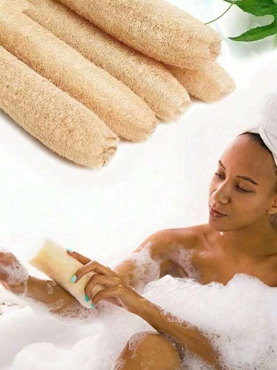 2个/1个天然有机丝瓜络海绵，强力去角质身体及背部磨砂膏，男女通用，适用于SPA、美容、日常沐浴 - 彩色 - 查看 1