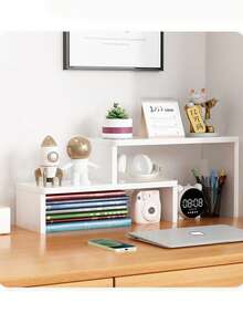 1pc Extendable Length Desk Top Multi-Layer Storage Desk With Minimalist Multi-Function Small Storage Rack And Raised Shelf - Multicolor - View 1