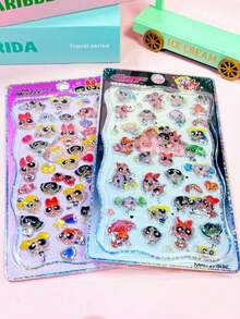 THE POWERPUFF GIRLS 新款女孩系列3D贴纸，水晶立体糖果贴纸，DIY可重复使用趣味闪亮浮雕贴纸 - 彩色 - 查看 4