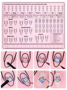 1pc Multifunctional Transparent Nail Art Practice Mat, Waterproof Soft Silicone Reusable Desk Mat, Foldable Nail Art Practice Pad Suitable For Nail Art Practice, Nail Polish Application, Nail Salon, Home DIY - Multicolor - View 2