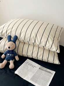 2 vỏ gối kẻ sọc đơn giản 100% polyester (không bao gồm ruột gối), có thể giặt máy, phù hợp cho mọi mùa. - Nhiều màu - Xem 9
