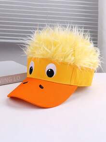 1pc Funny Duck Shaped Novelty Hat, Decorative Baseball Cap For Stage Performance, Party, Street Fashion, Cute Wig Hat - Yellow - View 2