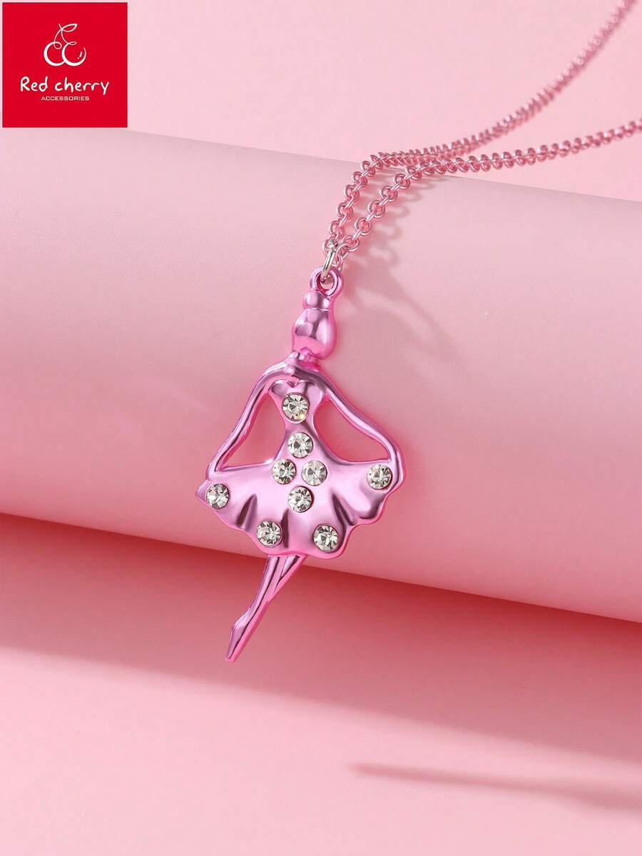 1 chiếc vòng cổ mặt dây chuyền hình nàng tiên cá và vũ công nữ đính đá lấp lánh, thời trang, sang trọng dành cho trẻ em, thích hợp để đeo hàng ngày, làm quà tặng hoặc trong các dịp lễ. - Nhiều màu - Xem 1