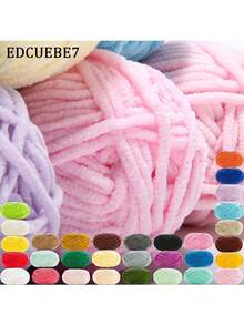 EDCUEBE7 1pc Velvet Soft Yarn, 50g/Pc Bulky Polyester Soft Knitting Yarn For Blankets, Bags, Scarves, Hats (Random Packaging) - Multicolor - View 8