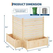 Hodeffior 2-Panel Wooden Privacy Screen With Integrated Planter Boxes, Freestanding Outdoor Privacy Fence For Patio, Yard, Balcony, Weather-Resistant Decorative Divider - Two flower pots - 查看 4