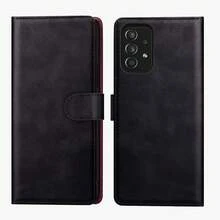 适用于三星 Galaxy A52 / A52s 的黑色 PU 皮革钱包式翻盖保护套，带支架和卡槽 - 黑色 - 查看 4