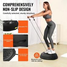Entrenador de Pelota de Medio Ejercicio, Entrenador de Pelota de Equilibrio de 660 x 200 mm de Capacidad de 680 kg con Bandas de Resistencia y Bomba de Pie, para Gimnasio en Casa, Negro - por defecto - Ver 5