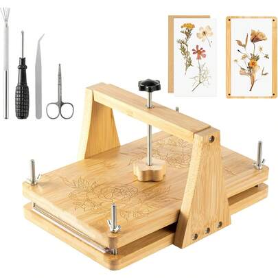 GreenWhim Large Wooden Flower Press Kit – 42 In 1 Plant Press With Detachable Boards For Creating Dried Flower And Plant Crafts, Scrapbooking, Botanical Art