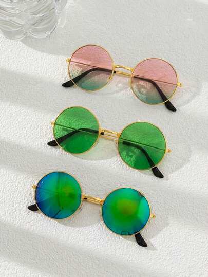 Bộ 3 kính gọng vàng đen cho trẻ em, chất liệu không gây dị ứng, nhẹ, thích hợp đi học, dự tiệc hóa trang và làm quà tặng ngày lễ.