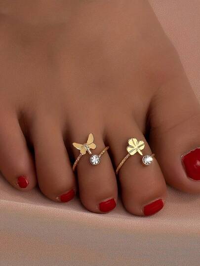 مجموعة 2 قطعة من خواتم الأصابع بتصميم فراشة وشمندر، مناسبة للرجال والنساء، للشاطئ والعطلات والحفلات والاستخدام اليومي، هدية عيد ميلاد وعطلات راقية