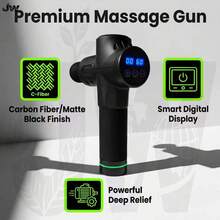 JW Professional Handheld Massage Gun With 30 Digital Speed Settings, Brushless Motor And 6 Massage Heads, Provides Deep Muscle Relaxation. Lightweight Design With Rechargeable Battery, Ideal For Fitness Enthusiasts And Office Workers, Suitable For Home And Gym Deep Tissue Massage - Black - View 3