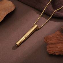 1件极简冥想呼吸放松不锈钢哨子吊坠项链 - 銀色 - 查看 3