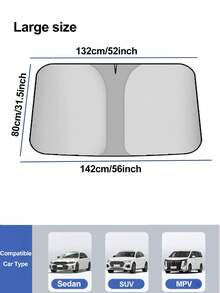 1pc Foldable Car Windshield Sunshade, Titanium Silver Color - Features UV Protection, Heat Resistant And Easy Installation, Maximizing In-Car Comfort - Excellent Choice For Summer Driving! - Multicolor - View 12