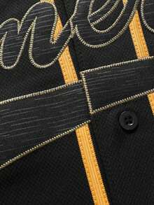 Atonmore 1 buah Jaket Baseball Hitam Pria, Sweatshirt Olahraga Kasual dengan Kancing dan Bordir, Cocok untuk Latihan dan Kompetisi - Hitam - View 5