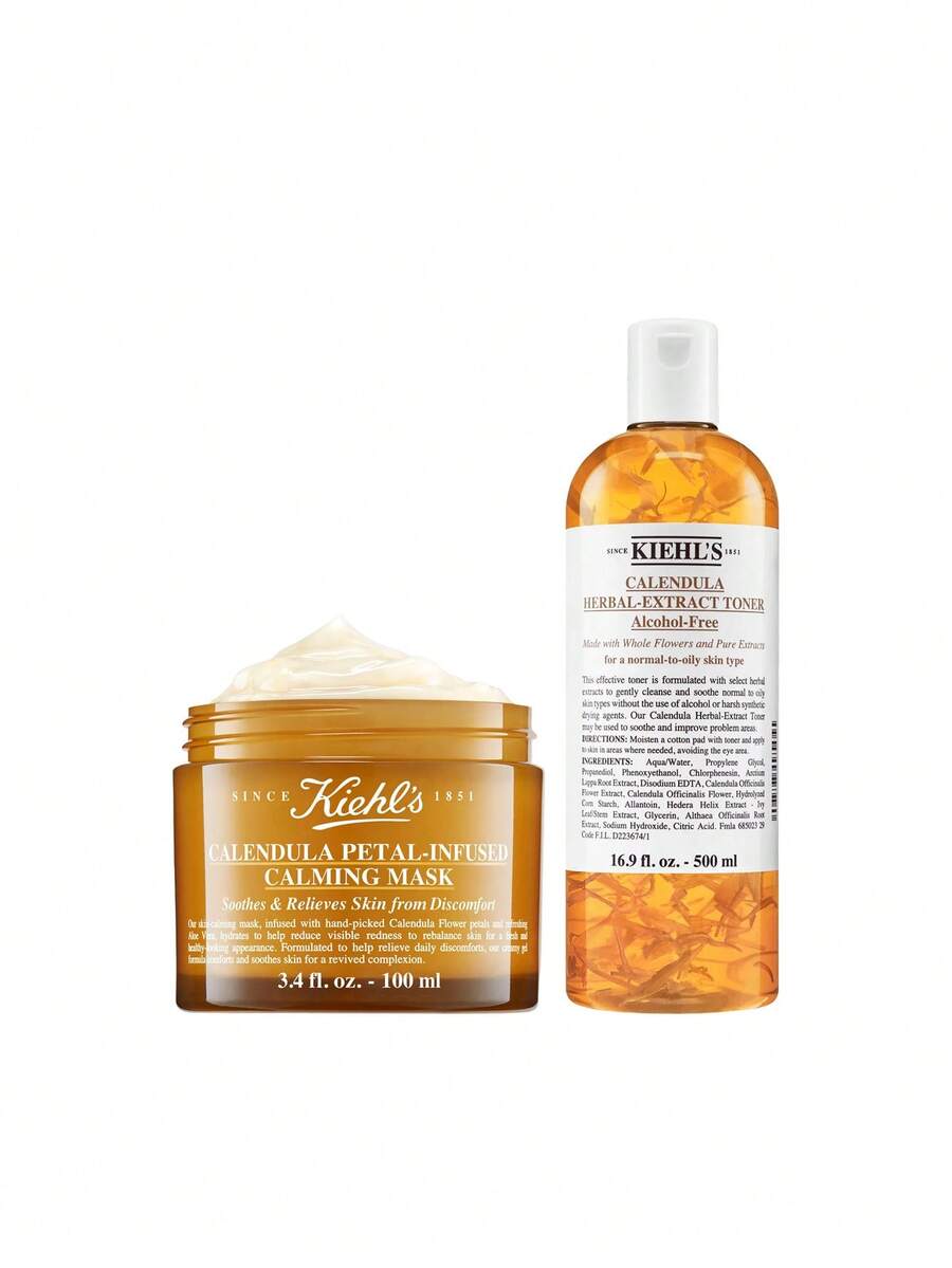 Kiehl's [Bundle] Calendula Herbal-Extract Alcohol Free Toner 500 Ml + Petal-Infused Calming Mask 100 Ml - Calendula - View 1