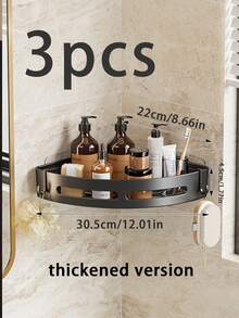 1/2/3pcs Bathroom Triangle Shelf, Wall Mounted Shower Caddy, Shower Basket, Large Capacity, Kitchen Bathroom Floating Storage Rack, Space Saving, Easy Installation, Multi-Function Storage Rack, Shower Shelf, Bathroom Organizer, Can Store Toiletries, Cosmetics And Sundries, Corner Shower Rack, Bathroom Storage Rack - Multicolor - View 12