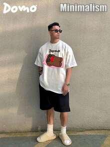 DOMO-KUN Patterned-Shirt (Cotton-Shirt) Printed-Shirt Graphic Tee Unisex-Shirt Casual And Comfortable Men's Cotton-Shirt. Interesting Pattern-Shirts - 白色 2 - 查看 7