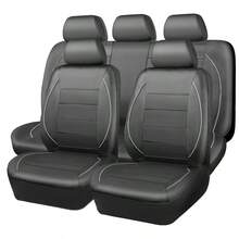 9pcs/4pcs (5 Seats/2 Seats) Universal Genuine Leather Car Seat Covers With Zipper Design And Air Bag Compatibility, Elegant And Stylish - Style a - View 15