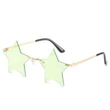 Women's Rimless Pentagram Fashion Glasses, Red Ocean Lenses - Unique Design Glasses, Suitable For Parties, Dances, And Casual Wear, Comfortable And Lightweight Design, No Accessories Needed,  Fashion Glasses. - 金框黑灰膜 - 查看 10