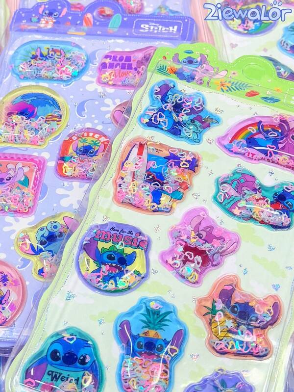 Lilo & Stitch 史迪奇贴纸，3D可重复使用贴纸，适用于剪贴簿、日记、手机装饰、儿童手工、派对装饰，可爱立体DIY贴纸