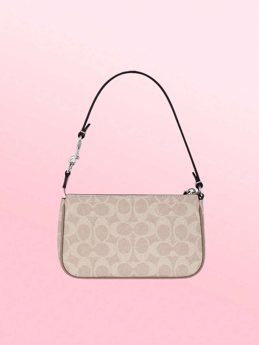 COACH Nolita 19 经典帆布印花拉链单肩包，优雅小巧的女士手提包，高品质时尚设计师钱包，适合日常使用和特殊场合 - 沙棕色 - 查看 1