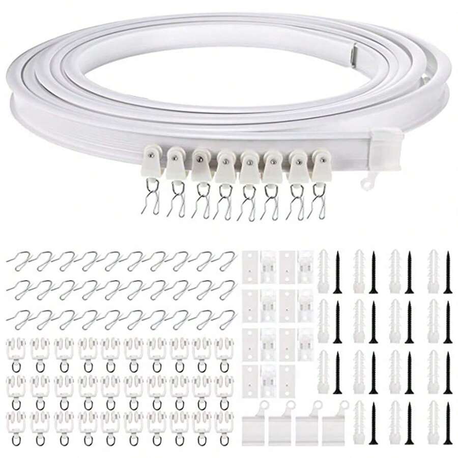 Riel De Cortina De Techo Flexible Barra Curva Con Rodillo Blanco 5 metro riel de cortina de techo flexible barra curva con rodillo color blanco longitud 5 metros instalacion facil ajuste profesional ideal para cortinas grandes balcones y espacios comerciales resistente y estable