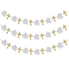 First Communion Banner - Baby Baptism Decoration, First Communion Colorful Flag Banner, Religious Baptism Party Decorations With Golden Sequins - View 8