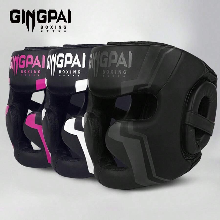 GINGPAI Protector de cabeza de boxeo de cara completa grueso, casco de kickboxing para adolescentes y adultos, protección para entrenamiento y competencia de MMA