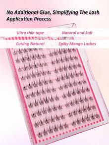 Sibeuna 120/240/360pcs DIY Self-Adhesive False Eyelash Clusters, No Glue Needed, Pre-Glued Eyelash Clusters, Natural Style Cartoon False Eyelashes, Soft And Comfortable, Natural Eyelashes Suitable For Daily Makeup And Dating - C - 查看 2