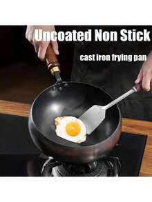 Buy 1 Pan, Get 2 Brushes Free Carbon Steel Wok Pan | Nitrided Uncoated Cookware | Even Heating Multipurpose Kitchen Pan With Lid & Wooden Handle | Includes 2 Brushes | Compatible With All Stoves & Induction Cooktop | Kitchen Essentials & Camping Cooking Gear - Black 3-piece Set (1 Pot and 2 Brushes Included) - View 10