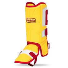 Franklin Sports Baseball + Softball Leg Guard - PRT Series Adult Shin + Foot Shield for Batting - Protective Leg + Ankle Guard with Toe Plate - Right Hand + Left Hand Hitters - Yellow/Red - One Size - amarillo - Ver 1