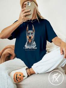 Camiseta Oversized Streetwear I Am Bat Doberman Pinscher Dog Guardião REF 3469 - Azul Marinho - Visão 4