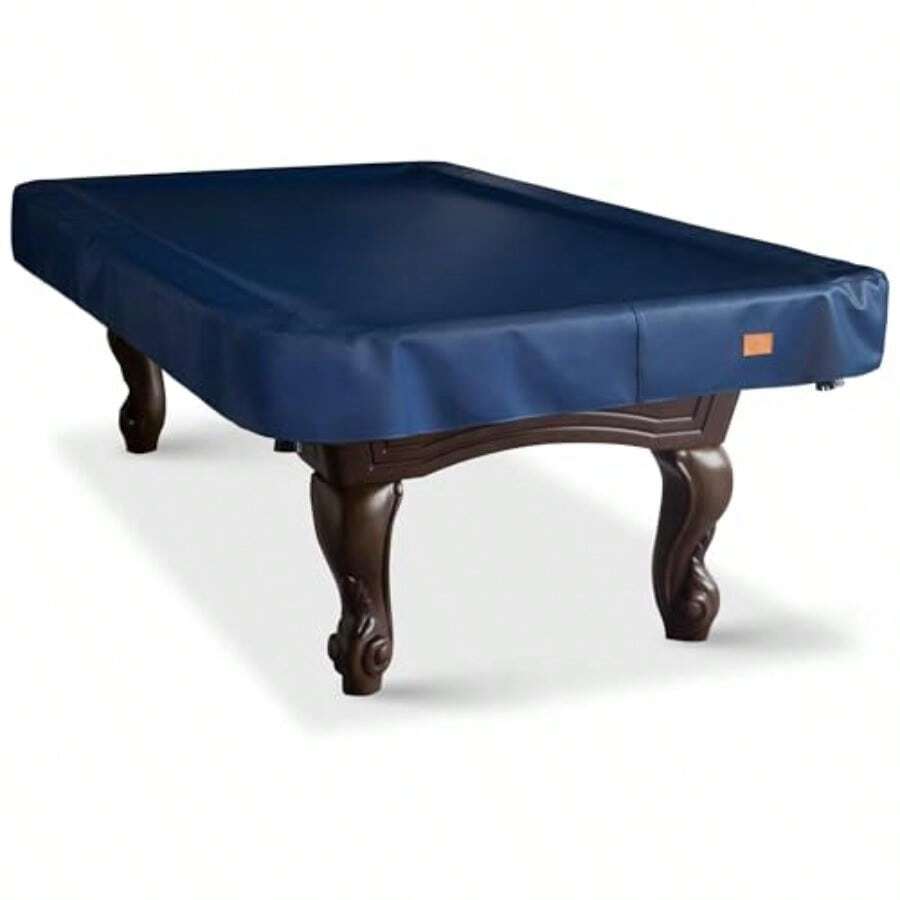 Pool Table Cover Waterproof and Tearproof Accessories 7/8/9 Feet Fitted for Pool Table Heavy Duty Leatherette Billiard Table Covers 9 FT - Brown - Azul/Falso becerro - Ver 1