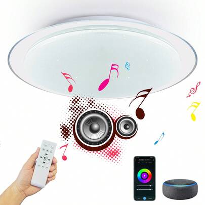 スマート LED シーリングライト スピーカー リモコン付き Alexa対応 WiFi接続 遠隔制御 120lm/wの高発光効率 内蔵Bluetoothスピーカー 音楽再生・テレビ接続可能 調光調色 RGBカラーライト 簡単取り付け PSE/TELEC認証