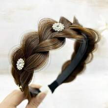 1 chiếc băng đô cài tóc bán chạy nhất kèm tóc giả tết, kiểu tết xương cá, kẹp tóc chống trượt, thiết kế vương miện cao thanh lịch. - @YPWS - Xem 4