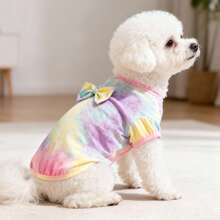 2026 Camisa con cordones teñida para mascotas con corbatín - Parte superior suave y linda adecuada para perros y gatos pequeños a medianos - Rosa - Ver 4