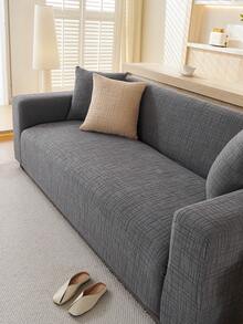 1pc All-Season Stretch One-Piece Sofa Cover, Fabric Anti-Slip Full Wrap Sofa Seat Cushion Cover With Anti-Slip Foam Bars, Washable, Dust-Proof, Fade-Resistant, Pet-Friendly Protective Cover For Bedroom, Office, Living Room - Dark Grey - View 5